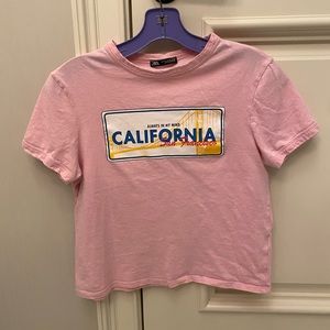 Zara california light pink baby tee